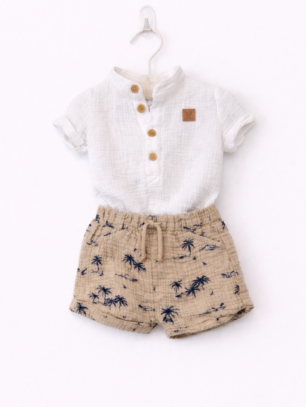 Rachel Zoe White Gauze Short-Sleeve Henley Top